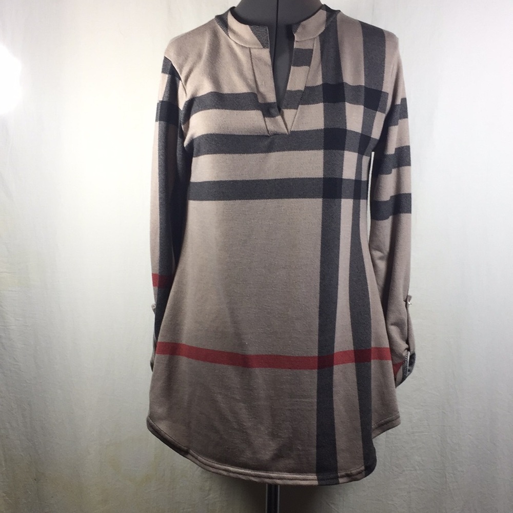 Win Win Button Sleeve Tunic Top Size S-M